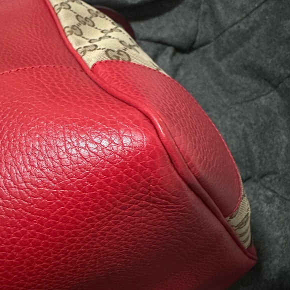 GG Red/Beige Leather Canvass Bree Tote Bag - Picture 12 of 12